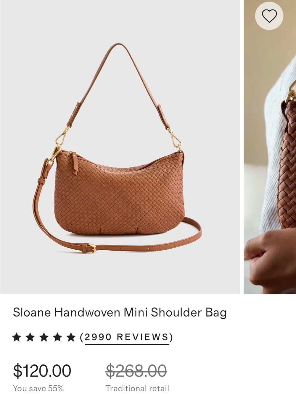 Quince Sloan Handwoven Mini Shoulder Crossbody Woven Leather Bag Cognac Like New